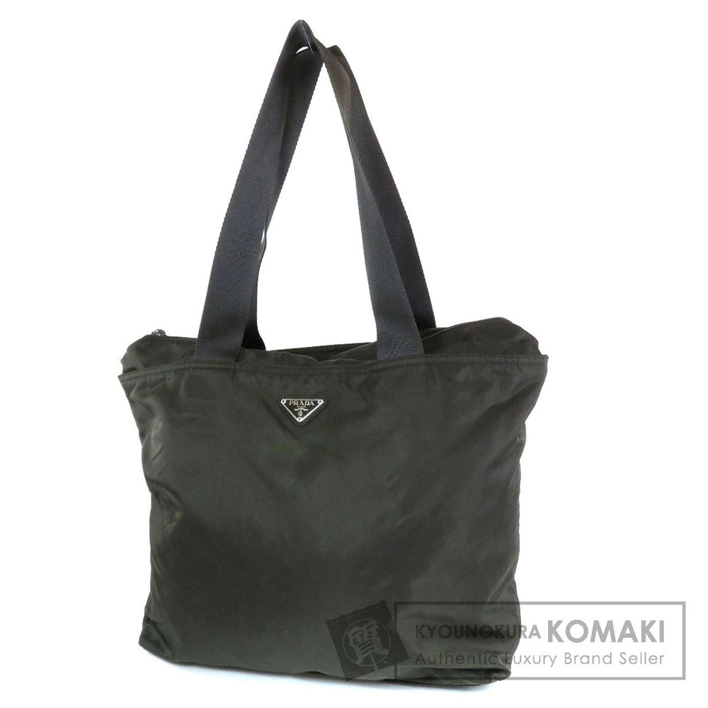 Prada Tessuto Tote Bag enamel triangle logo Black